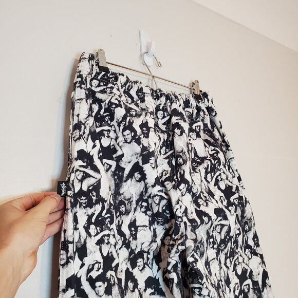 Y2K Stussy Mob Beach Pants White Black Size M - Picture 3 of 7